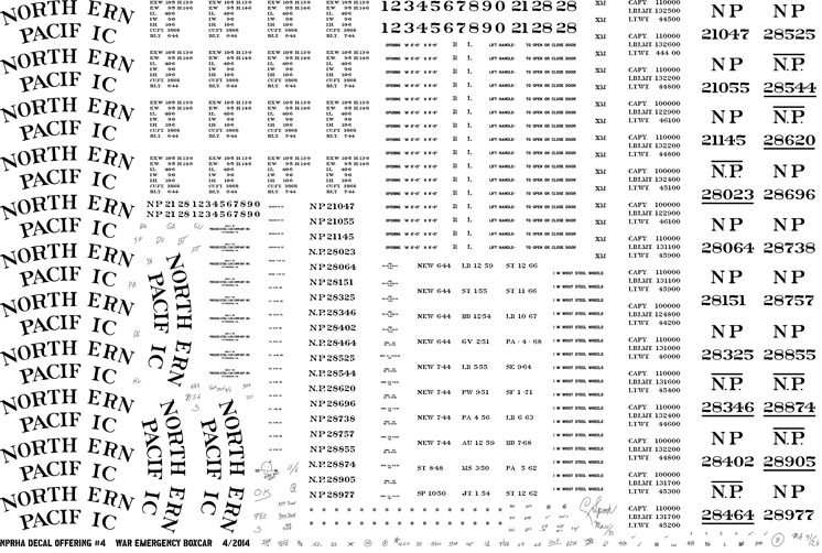 San Juan Decals Northern Pacific war emergency boxcar decals