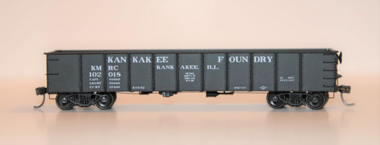 Accurail HO scale Kankakee Foundry Association of American Railroads 41-foot steel gondola, custom-decorated for the Kankakee Model Railroad Club