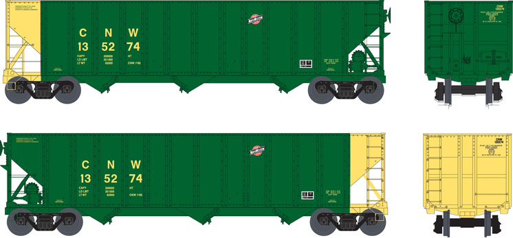 Bowser Manufacturing Co. HO 100-ton three-bay hoppers