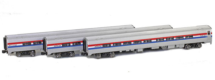 American Z Line Z scale Amtrak Amfleet II three-packs
