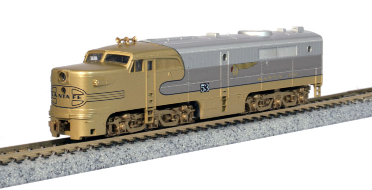 Kato USA N scale Atchison, Topeka & Santa Fe Alco PA-1 and PB-1 diesel locomotives