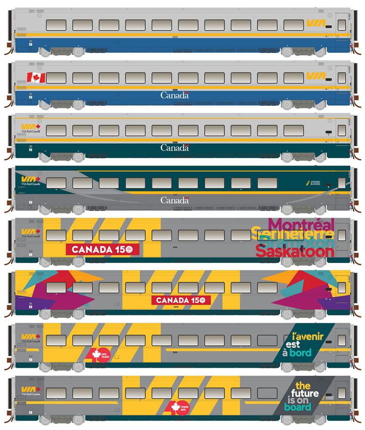 Rapido Trains HO scale Bombardier LRC coaches, clubs, and business cars