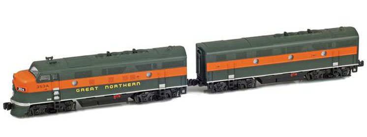 American Z Line Z scale Electro-Motive Division F3 A and B diesel locomotives