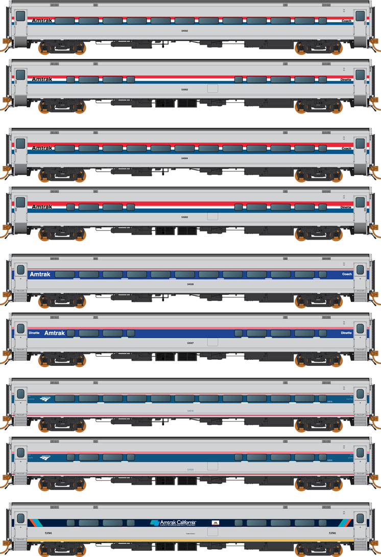 Rapido Trains HO scale Horizon intercity passenger cars