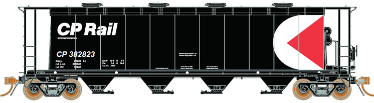 Rapido Trains HO scale 3,800-cubic-foot-capacity three-bay cylindrical hopper