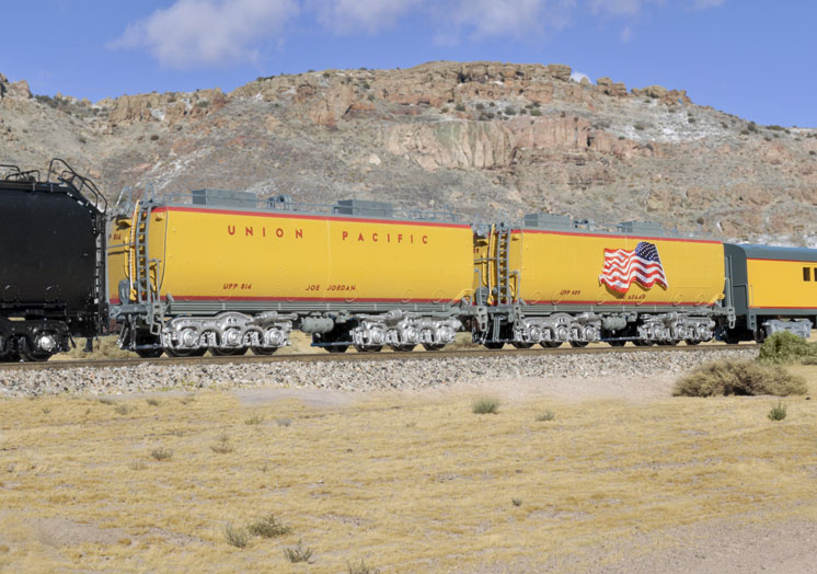 ScaleTrains.com N scale UPP no. 809 (Jim Adams) and UPP no. 814 (Joe Jordan). (Scene and photo by Ken J. Johnson)