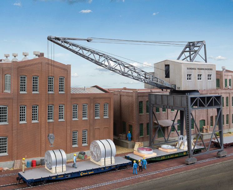 Wm. K. Walthers HO scale traveling crane with brick street kit