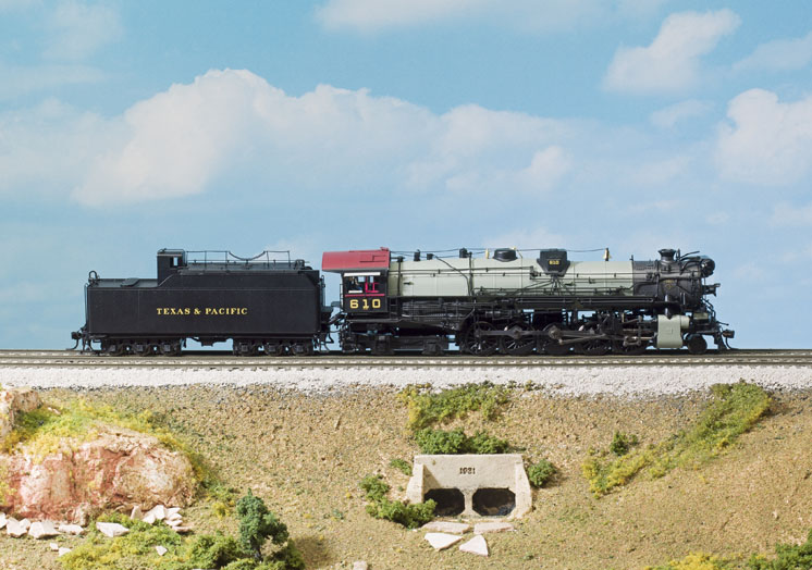 Broadway Limited Imports Brass Hybrid HO scale Texas & Pacific 2-10-4 steam locomotive engineers side