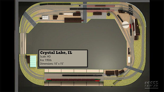 3D Track Plans: HO scale CNW Wisconsin Division to  Crystal Lake, Illinois