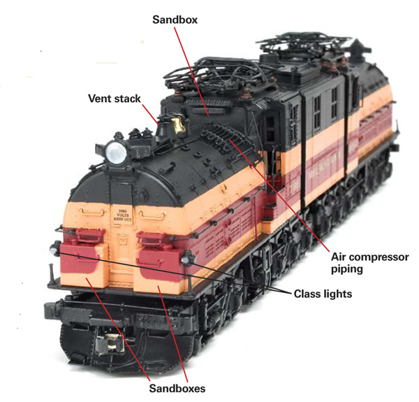 MTH Electric Trains HO scale General Electric bipolar air compressor piping and other details