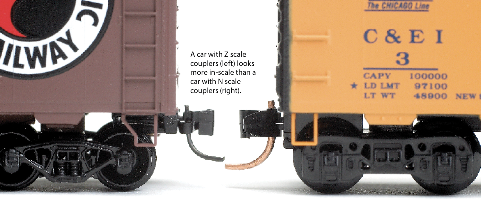 How to use Z scale couplers to make N scale equipment more realistic
