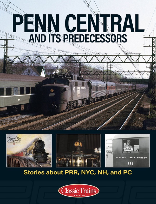 the cover shows various photos of vintage passenger trains