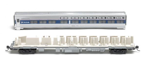 The passenger cars onepiece molded interiors match published car floor plans