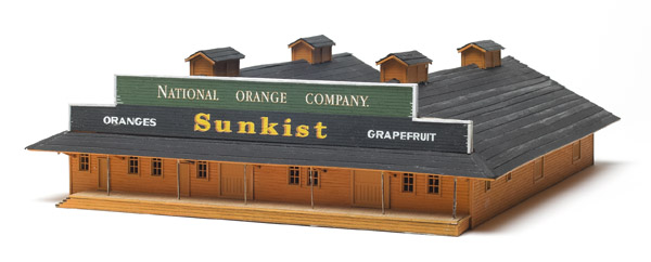 When N scale modeling doesn't work out: An orange model structure with signage for Sunkist National Orange Company