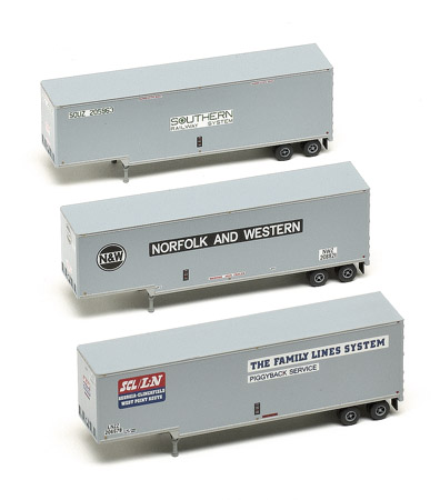 Trainworx N scale 40-foot drop-frame hi-cube trailers