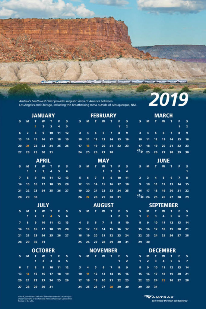 'Southwest Chief' featured on 2019 Amtrak calendar | Trains Magazine