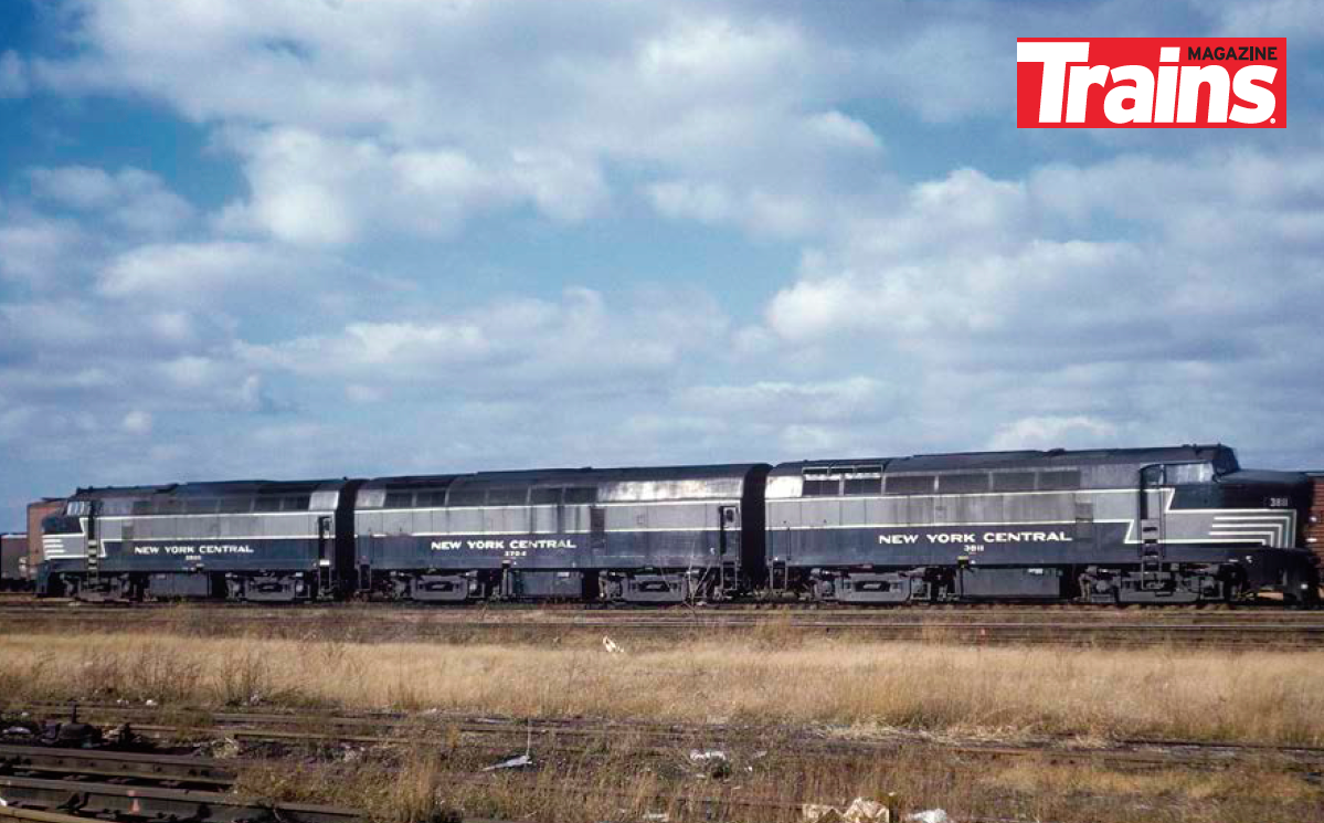 New York Central Sharknose RF16 type diesel electric locomotives at West Detroit, Michigan, in 1961.