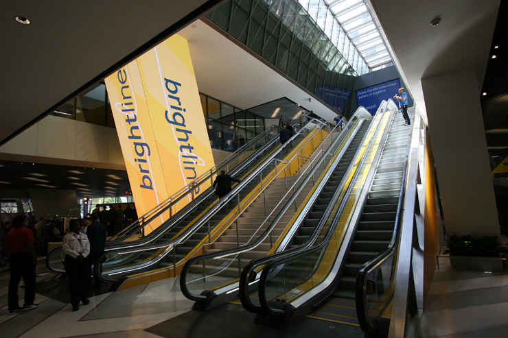 Escalators in train station