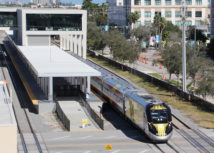 Brightline train at station