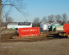 Storage containers sitting in a yard