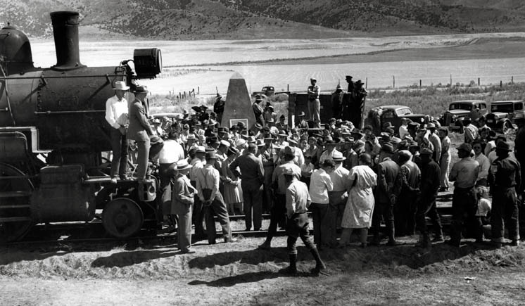 Promontory Utah ceremony removing the tracks to support World War II.