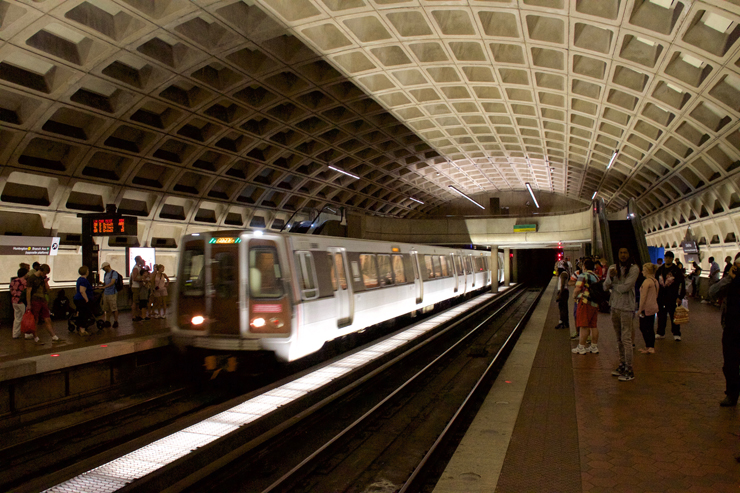 Rapid-transit train in underground statioin