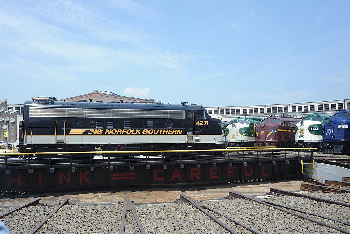 A train sitting in a turntable