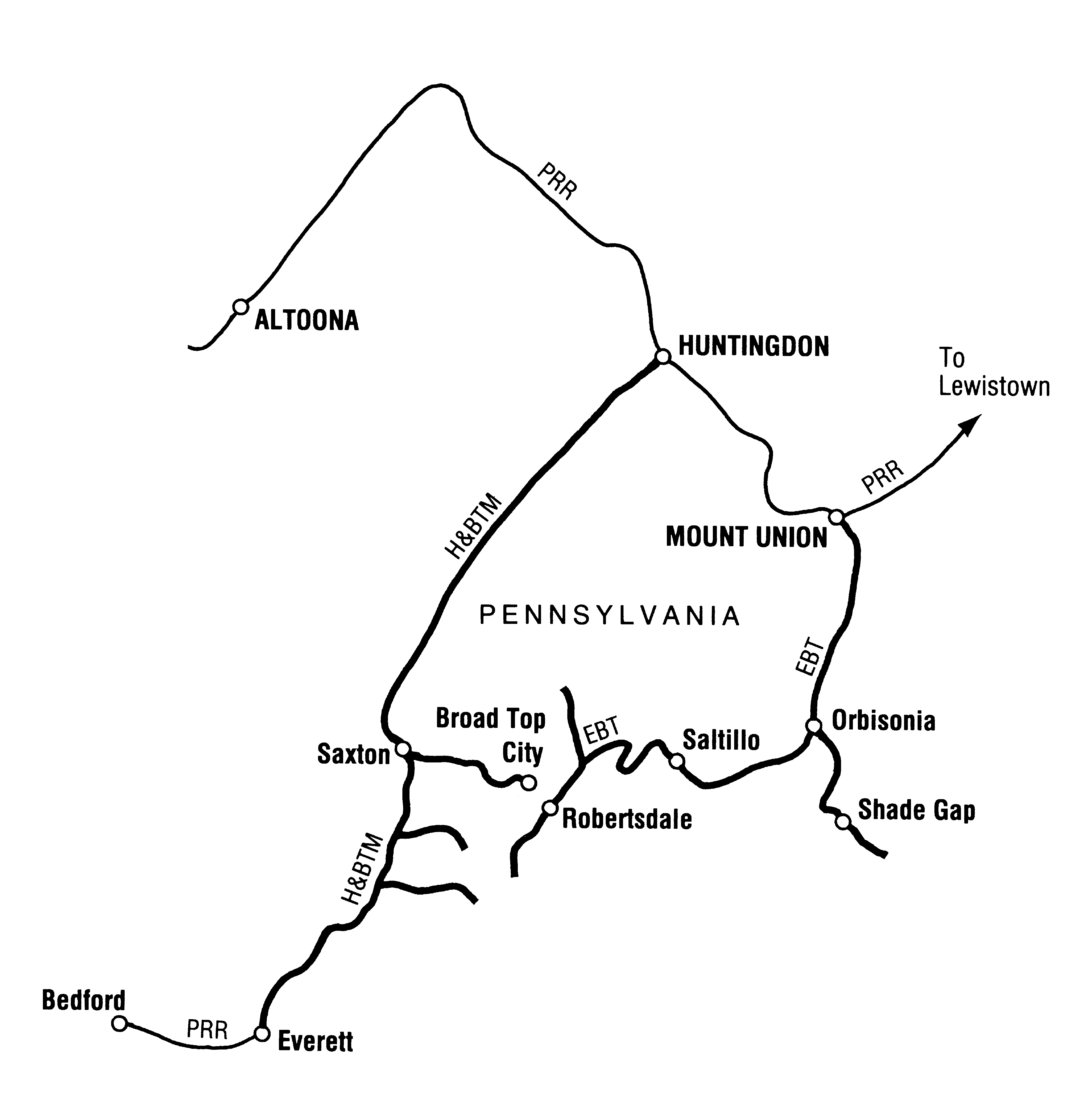 East Broad Top Railroad map