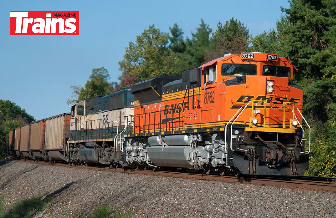 BNSF Railway SD70 series SD70ACE No. 8762 pulls a Norfolk Southern train in Indiana.