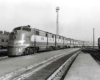 Diesel locomotives with passenger train in coach yard