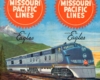 Diesel locomotive and railroad logos on timetable cover
