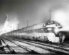 a diesel passenger train at night