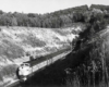 a passenger train in a ravine