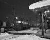 a passenger train in snowy Chicago