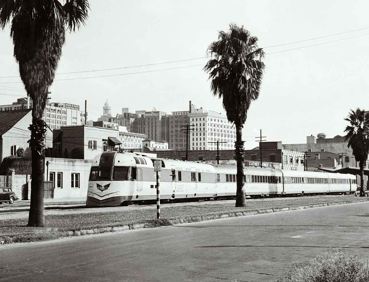 a passenger train in New Orleans