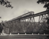 A train traveling over a bridge