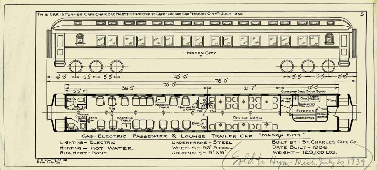 Diagram of rail passenger car