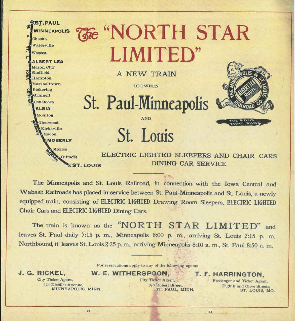 Poster with map and railroad logo