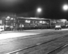 a black and white photo of two diesel locomotives back to back