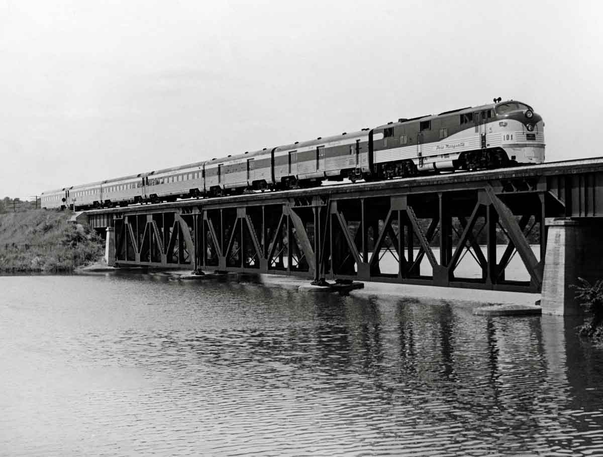 A train passing over a bridge