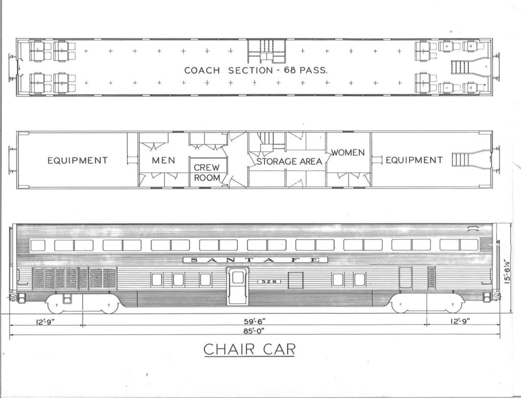 The floorplan of a chair car