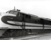 A closeup shot of a diesel passenger train