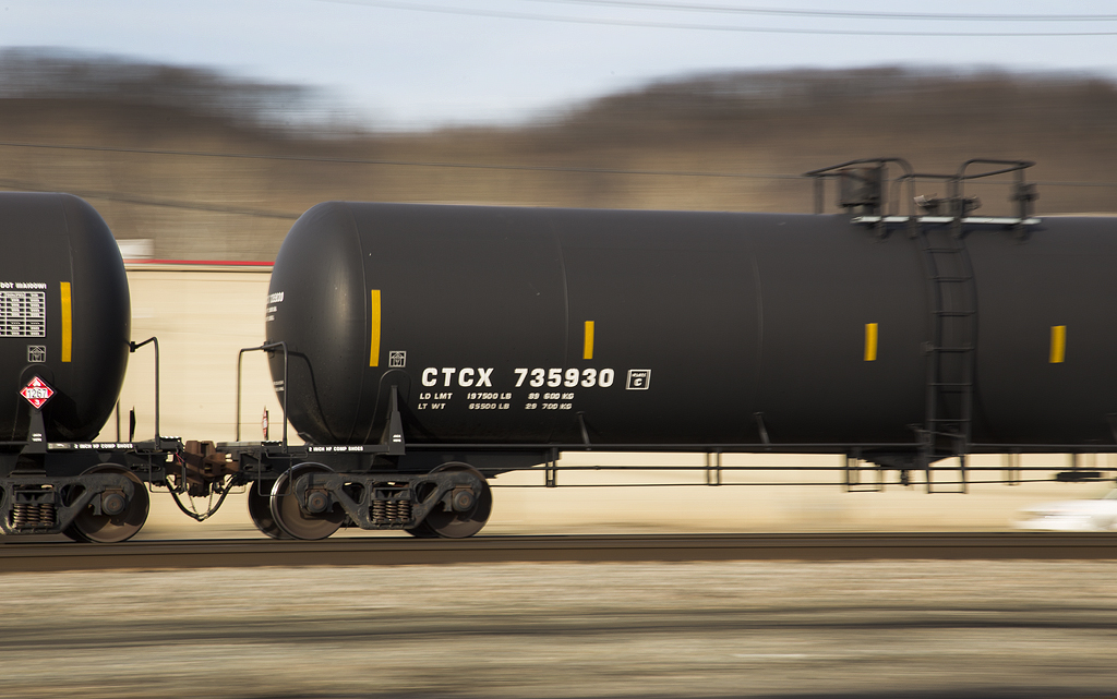 Tank cars moving at speed