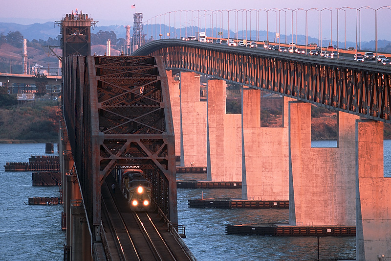 Union Pacific train at Suisun Bridge, Calif.