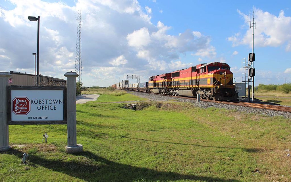 Kansas City Southern train leaves terminal