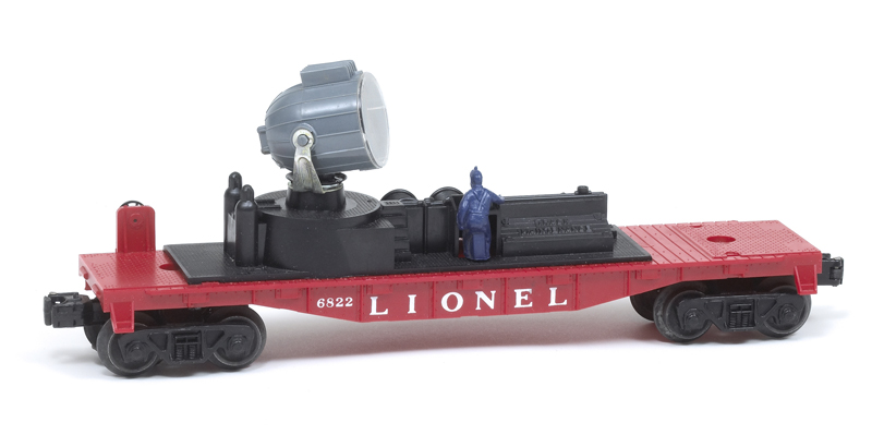 red model searchlight car: Lionel No. 6822 night crew searchlight car