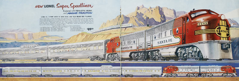vintage catalog art of model train
