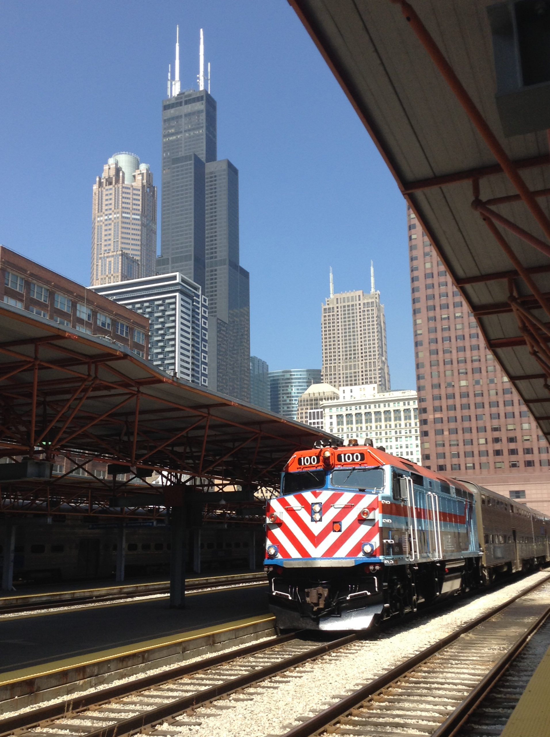 Metra locomotive in wrap for heritage paint scheme