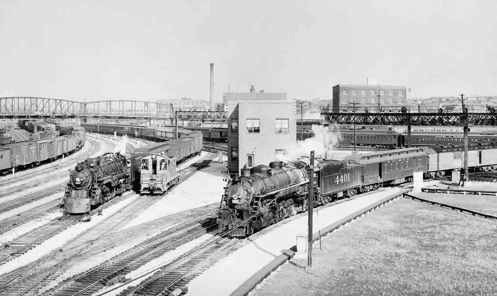 Smoking steam locomotives with passenger train