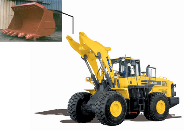 Komatsu WA500-6 wheel loader with Rockland hard quarry bucket